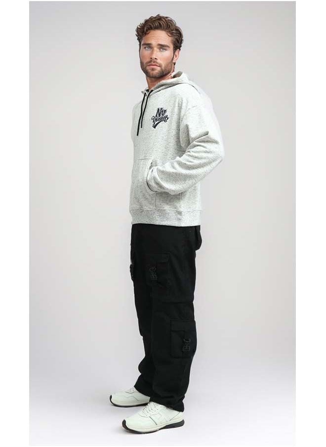 RAVIN Front Side Print Heather Off-White Winter Hoodie  - Image 5