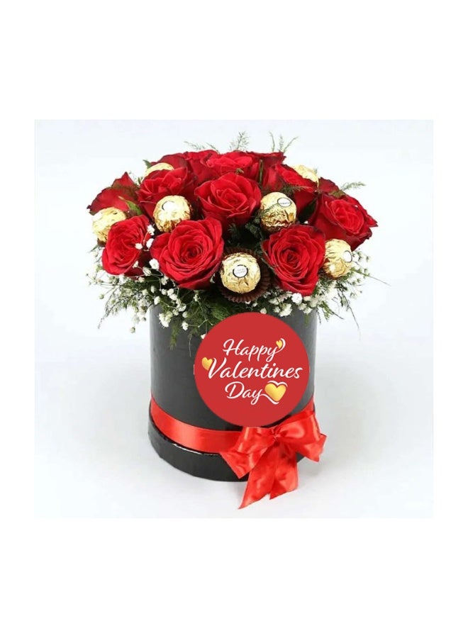 Carmel Flowers 15 وردة حمراء مع صندوق فيريرو لعيد الحب - Image 1