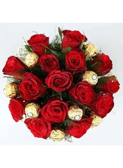 Carmel Flowers 15 Red Roses With Ferrero Valentines Day Box  - Image 2