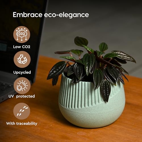 Eha Earth Friendly Oreo 4 inch Small pots for Indoor Plants with 2 Growmix| Pack of 4| Made with Bamboo Fibers|Table Top Planters for Home Decor and Office, Flower Pot for Living Room|Multicolor - Image 3
