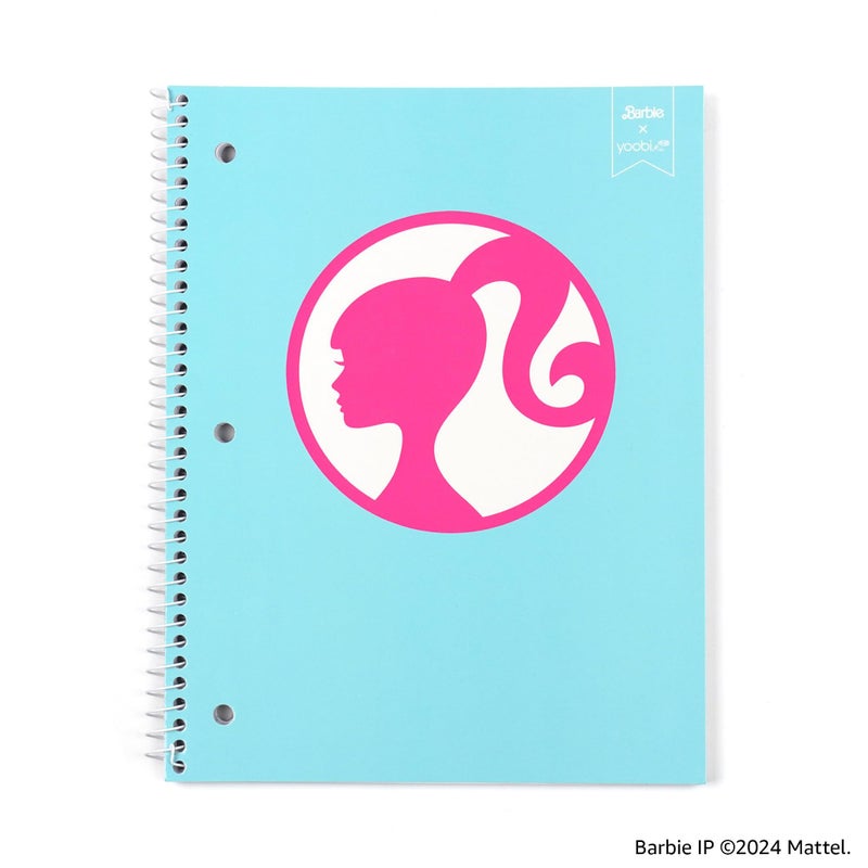 Yoobi Barbie X College Ruled Spiral Notebook Set - 3-Pack Of 1 Subject Notebooks  Pink  Blue & Peach Barbie Designs - Cute Easter Gift - 100 Perforated 3-Hole Punched Sheets - 10.5  X 8 - Image 5