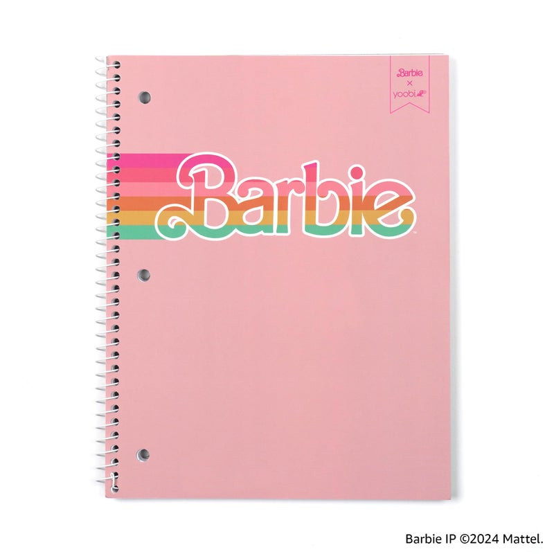 Yoobi Barbie X College Ruled Spiral Notebook Set - 3-Pack Of 1 Subject Notebooks  Pink  Blue & Peach Barbie Designs - Cute Easter Gift - 100 Perforated 3-Hole Punched Sheets - 10.5  X 8 - Image 3