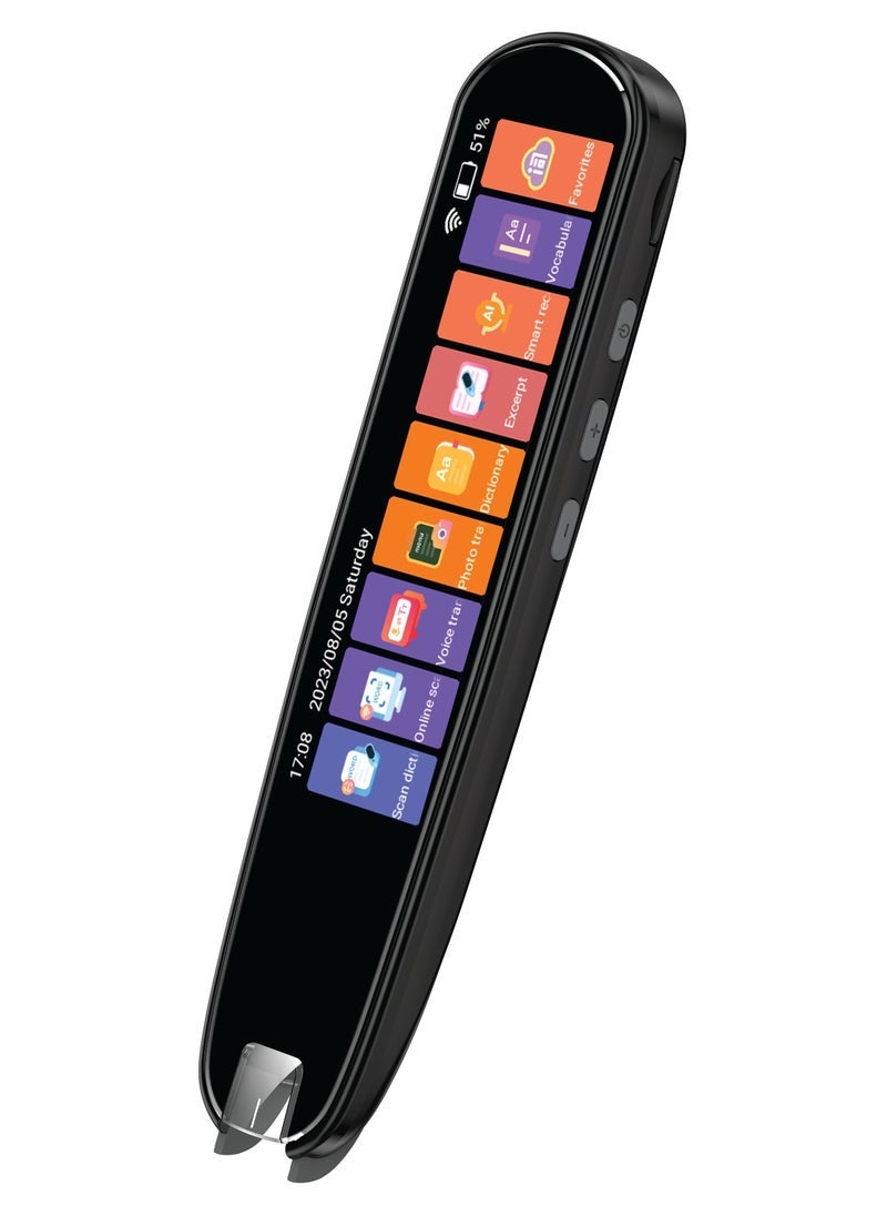 إلترازون Smart Translation Pen with Voice, Photo & Scan Modes – Real-Time OCR Text & Speech Translator for 142 Languages, Touchscreen, Vocabulary & Dictionary, TF Card Input – Black - Image 1