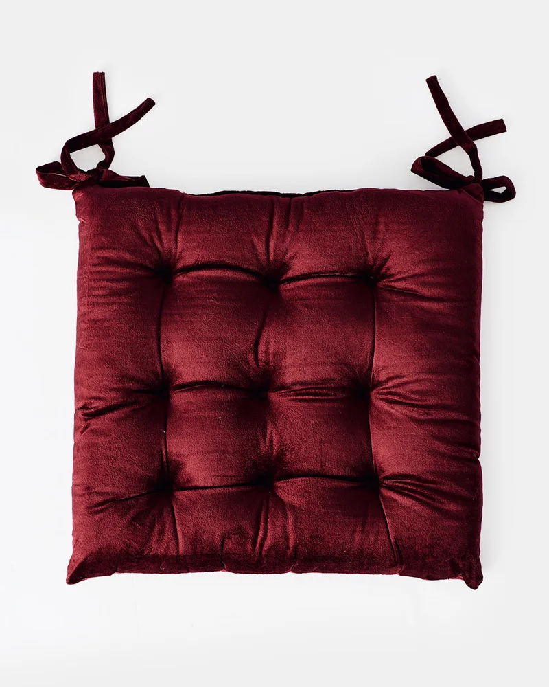 REDTAG Burgundy Velvet Plain Chairpad