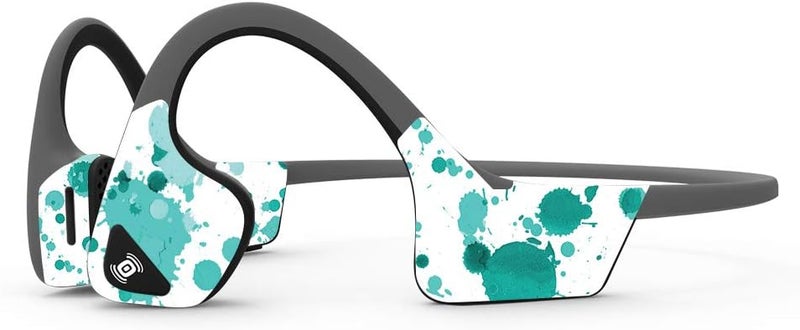 MightySkins Skin Compatible with Aftershokz Trekz Air Wireless - Teal Splatter | Protective, Durable, and Unique Vinyl Decal Wrap Cover | Easy to Apply, Remove, and Change Styles | Made in The USA