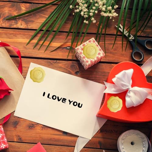 MTROYALDIA Gold Embossed Heart Stickers Self-Adhesive Heart Envelope Seal Wax Looking Stickers Labels for Wedding Party Invitations Valentine's Day Greeting Cards Party Favors Décor - Image 5