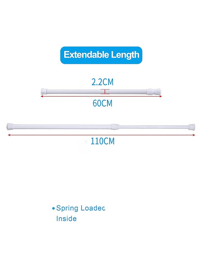 Telescopic pole Telescopic curtain rod Clothes drying rod Shower rod, bathroom shower curtain holder, extends to 60-110 cm, durable and easy to assemble, white - Image 2