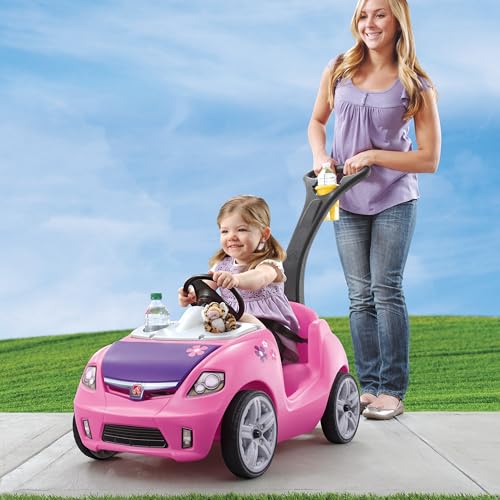 Step2 Whisper Ride II Kids Push Cars Ride On Car Seat Belt Horn Toddlers Ages 15 4 Years Old Max Weight 50 lbs Quick Storage Stroller Substitute Pink - Image 5