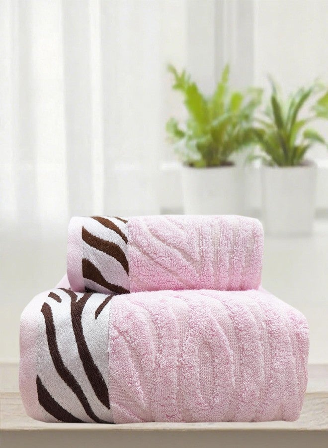 ABREEZE Premium Towel & Bath Towel Set - 14”x30 & 28”x55 - Soft, Super Absorbent, Quick Dry -Light Pink Tiger Skin Pattern - Minimalist Luxury for Bath, Gym, Travel - Image 1