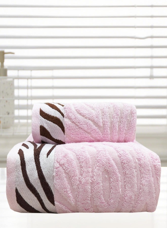ABREEZE Premium Towel & Bath Towel Set - 14”x30 & 28”x55 - Soft, Super Absorbent, Quick Dry -Light Pink Tiger Skin Pattern - Minimalist Luxury for Bath, Gym, Travel - Image 2