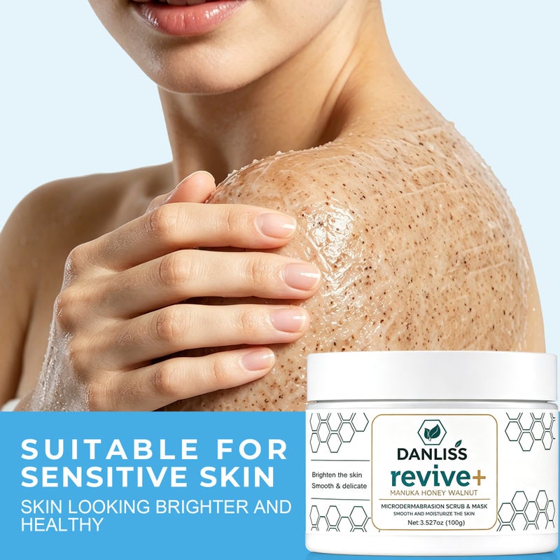Danliss Brightening Manuka Honey Walnut Microcrystalline Scrub Mask 100g - 2-in-1 Cleansing and Exfoliating - Image 3