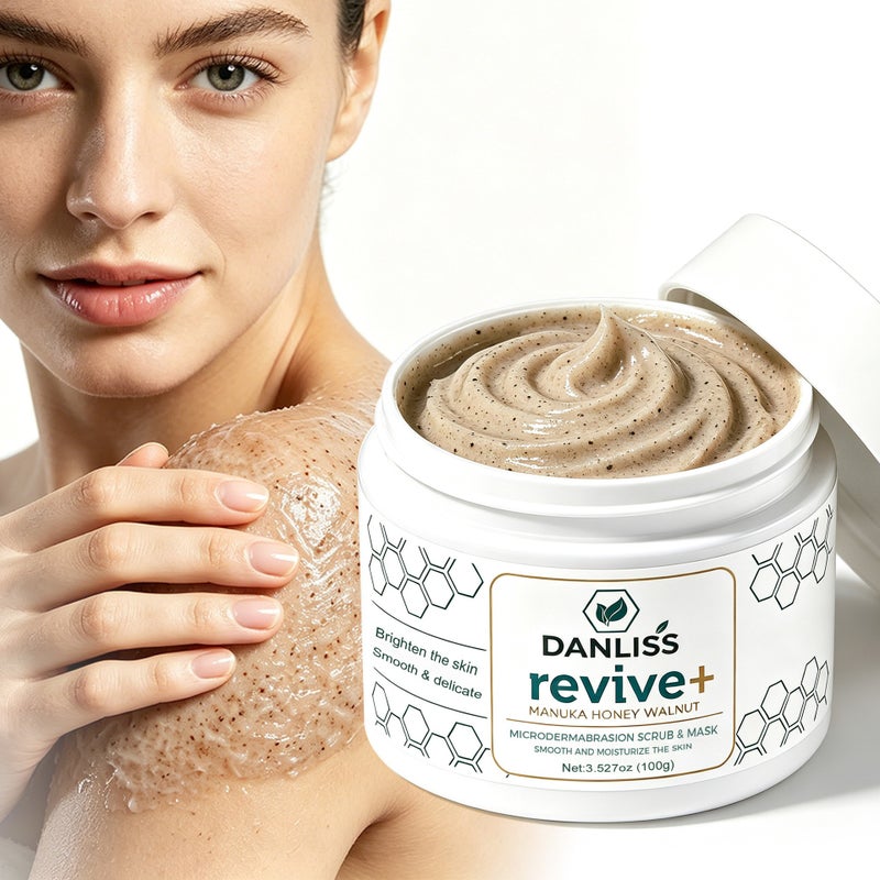 Danliss Brightening Manuka Honey Walnut Microcrystalline Scrub Mask 100g - 2-in-1 Cleansing and Exfoliating - Image 1