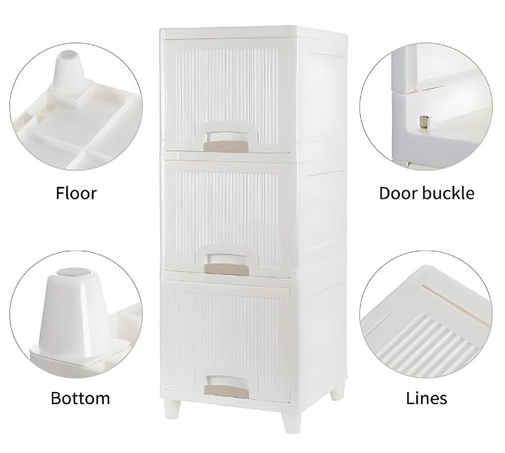 Generic BeautyHaven 3 Unit Multipurpose Wardrobe Standing SideboardFolding Storage for KitchenHomeOffice for BooksClothesAccessories  - Image 4