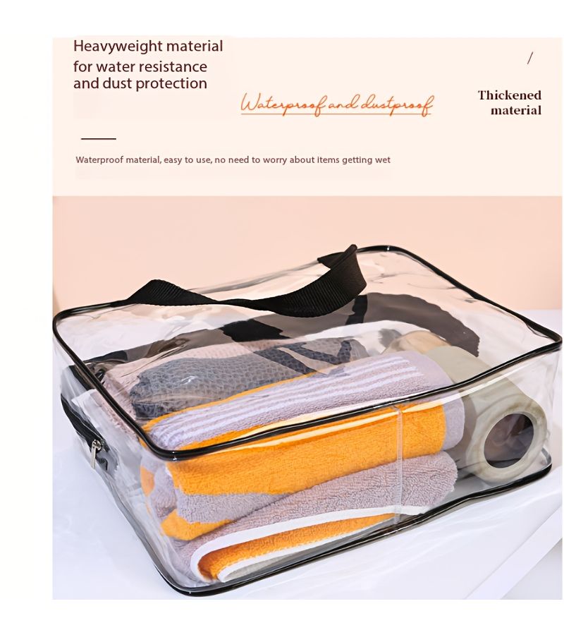 Black Medium PVC Travel Makeup Bag Handheld Toiletry Organizer - Image 3