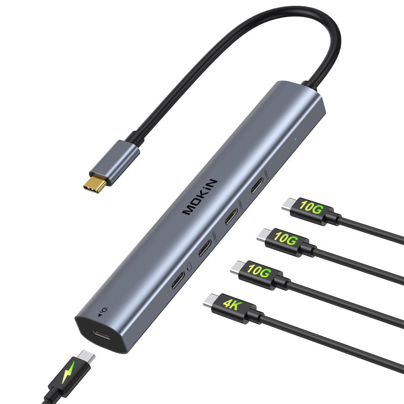 Mokin USB C Hub 10Gbps,MOKiN USB C Splitter with 4K@60Hz Video Output,100W PD Charging,Data Transfer,USB4 Multiport Dongle for MacBook Pro,iPad Pro and Type-C Devices - Image 1