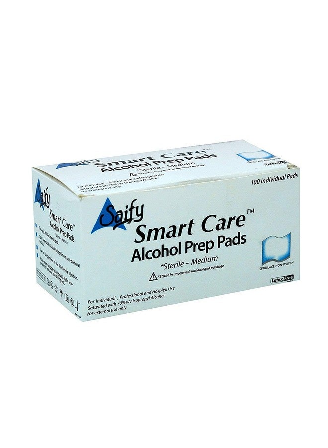 SMARTCARE Smart Care Two Ply Folded Antiseptic Sterile Swabs - Medium Size (100 Individual Pads) for Premium Wound and Skin Care - Image 1