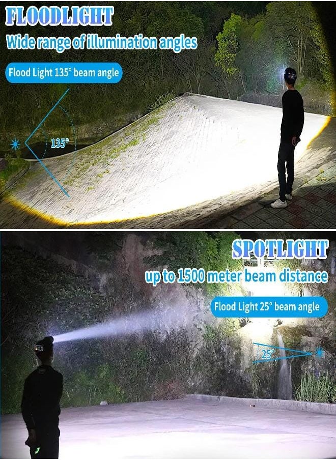Aikertec Aikertec Rechargeable Headlamp 150000 LM Super Bright, LED Headlamp 80H Runtime, 4 Modes & Zoomable IPX6 Waterproof, Red Light Headlamp for Camping, Fishing, Running  - Image 3