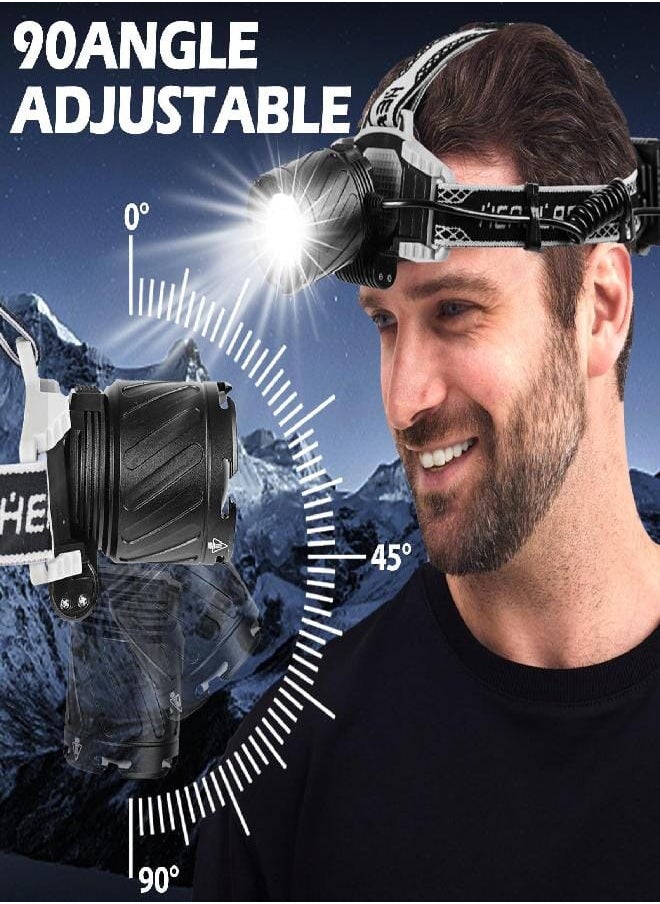 Aikertec Aikertec Rechargeable Headlamp 150000 LM Super Bright, LED Headlamp 80H Runtime, 4 Modes & Zoomable IPX6 Waterproof, Red Light Headlamp for Camping, Fishing, Running  - Image 4