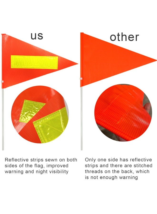 Bike Safety Flag Heavy Duty Fiberglass Pole, Polyester Full Color Tear-Resistant Waterproof Orange Double-Sided Reflective - Image 3