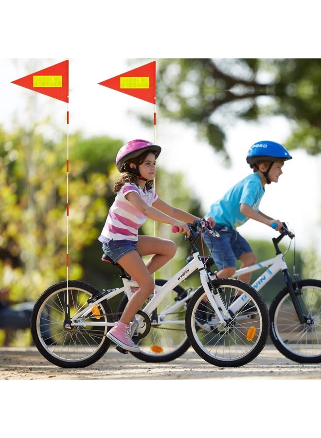 Bike Safety Flag Heavy Duty Fiberglass Pole, Polyester Full Color Tear-Resistant Waterproof Orange Double-Sided Reflective - Image 1