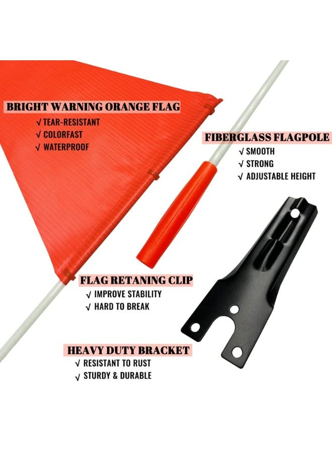 Bike Safety Flag Heavy Duty Fiberglass Pole, Polyester Full Color Tear-Resistant Waterproof Orange Double-Sided Reflective - Image 2