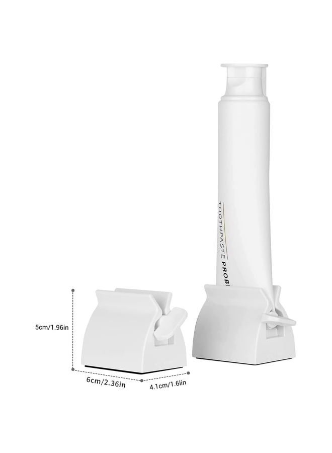 JIAKAI 2pcs White Large Rolling Tube Toothpaste Squeezer Toothpaste Seat Holder Stand for Bathroom Accessories （7.1 x 4.1 x 5CM） - Image 2