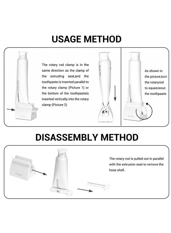 JIAKAI 2pcs White Large Rolling Tube Toothpaste Squeezer Toothpaste Seat Holder Stand for Bathroom Accessories （7.1 x 4.1 x 5CM） - Image 4