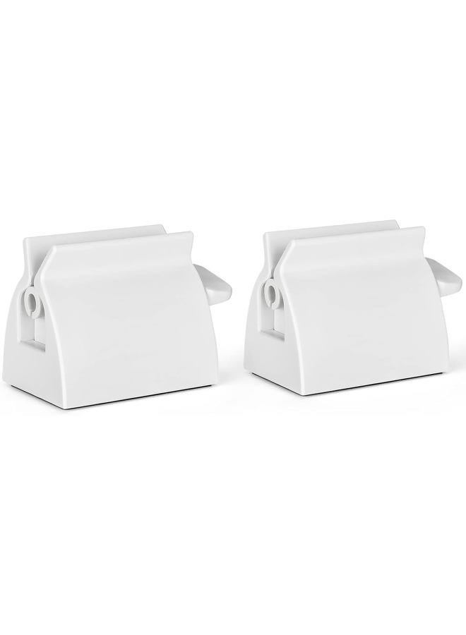 JIAKAI 2pcs White Large Rolling Tube Toothpaste Squeezer Toothpaste Seat Holder Stand for Bathroom Accessories （7.1 x 4.1 x 5CM） - Image 1