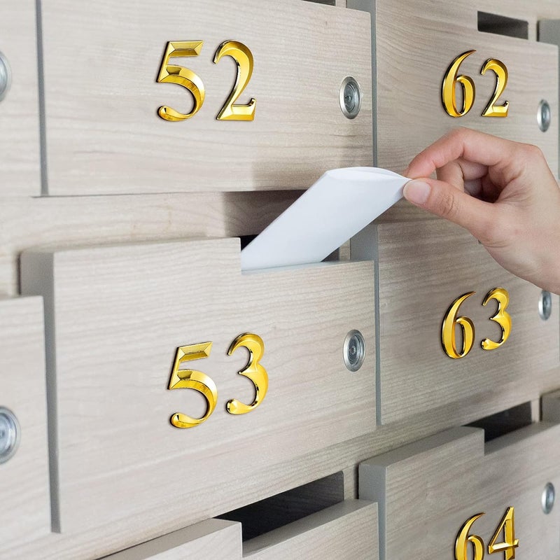 Dratal Mailbox Numbers ABS Alloy House Number,Self Adhesive 3D Door Address Numbers for House, Apartment, Office, Hotel Room, Mailbox Signs,Golden - Image 3