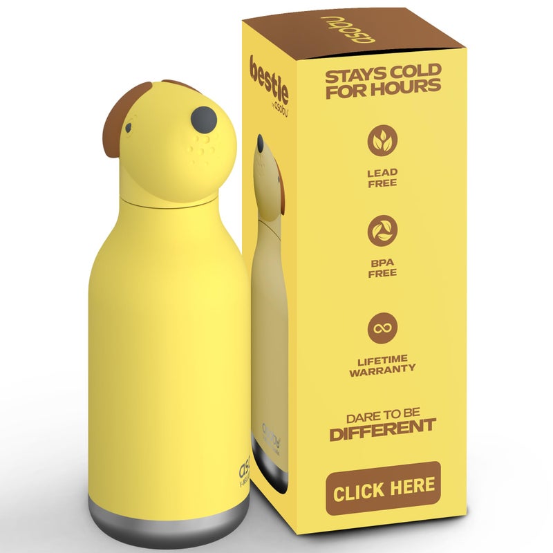 asobu Bestie Bottle Insulated Stainless Steel Water Bottle with Detachable Soft Animal Head Fun Drinking For Kids and Teens with Flexible Reusable Straw 16 Ounce - Image 2