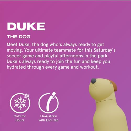 asobu Bestie Bottle Insulated Stainless Steel Water Bottle with Detachable Soft Animal Head Fun Drinking For Kids and Teens with Flexible Reusable Straw 16 Ounce - Image 3