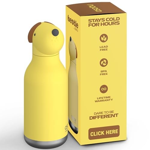asobu Bestie Bottle Insulated Stainless Steel Water Bottle with Detachable Soft Animal Head Fun Drinking For Kids and Teens with Flexible Reusable Straw 16 Ounce - Image 1