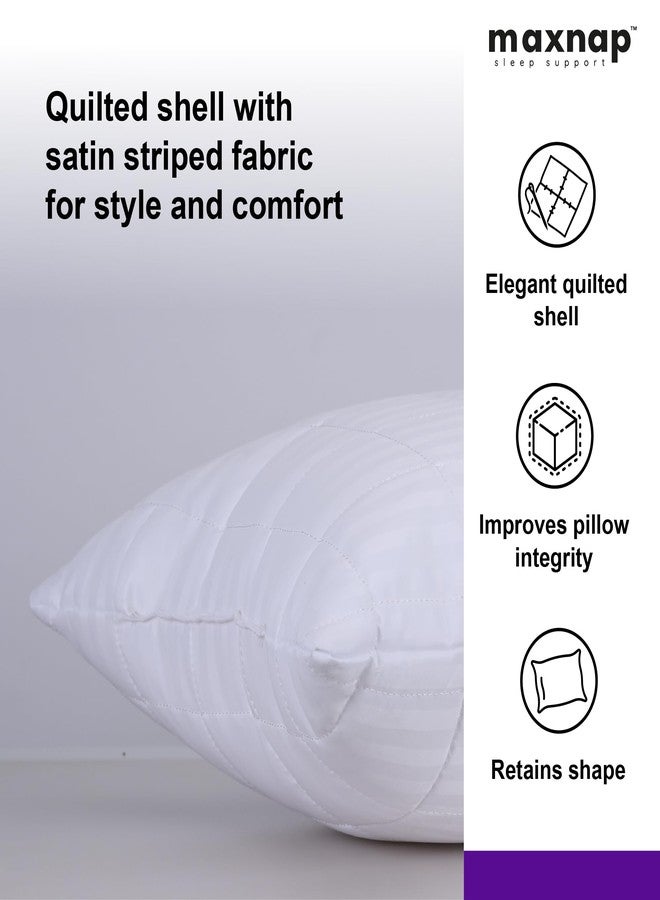 MAXNAP Headrest Comfort Quilted Pillow with Satin Striped Fabric | Premium Microfiber Filling | Soft & Supportive | Elegant White Quilted Design | Standard 27 x 17 Inch | Pack of 2 - Image 4