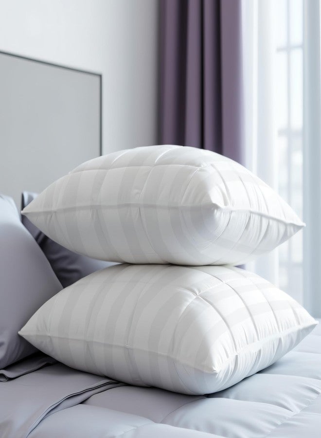 MAXNAP Headrest Comfort Quilted Pillow with Satin Striped Fabric | Premium Microfiber Filling | Soft & Supportive | Elegant White Quilted Design | Standard 27 x 17 Inch | Pack of 2 - Image 1