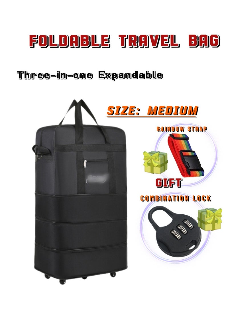 ألعاب تي إن مجموعة الأمتعة القابلة للطي الرياضية ثلاثية في واحدة للرجال ، والحمل على عجلات مع أحزمة قوس قزح وقفل TSA  حقيبة سفر قابلة للطي - الحجم: M - Image 1