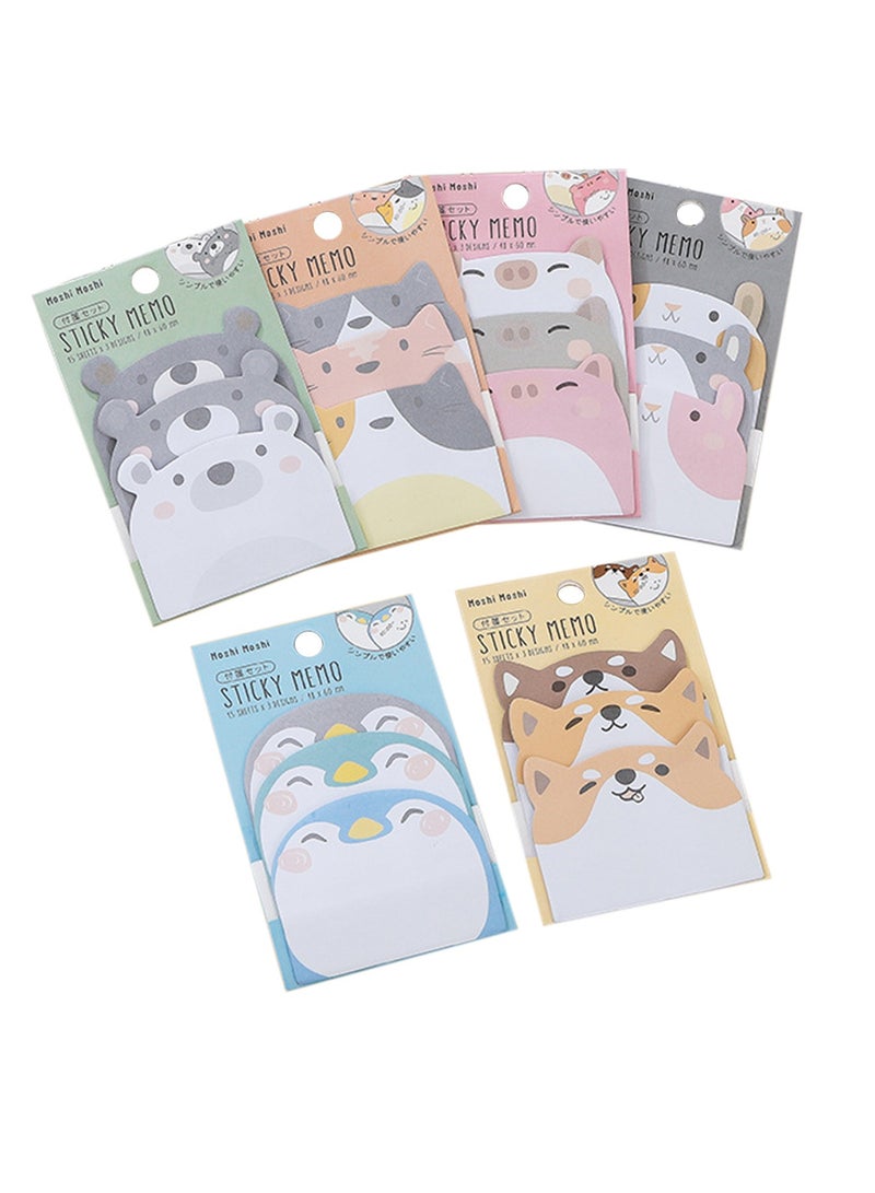 Generic 6 Pack Lovely Sticky Notes,Cartoon Sticky Notes Animals Shape Markers Flags Self-Stick Memo Pads Students Home Office Roommates Gifts Tab Supplies 270 Sheets - Image 1