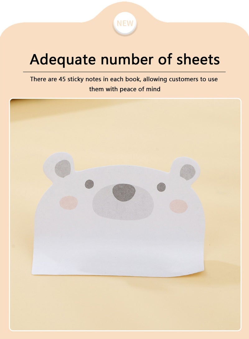 Generic 6 Pack Lovely Sticky Notes,Cartoon Sticky Notes Animals Shape Markers Flags Self-Stick Memo Pads Students Home Office Roommates Gifts Tab Supplies 270 Sheets - Image 4