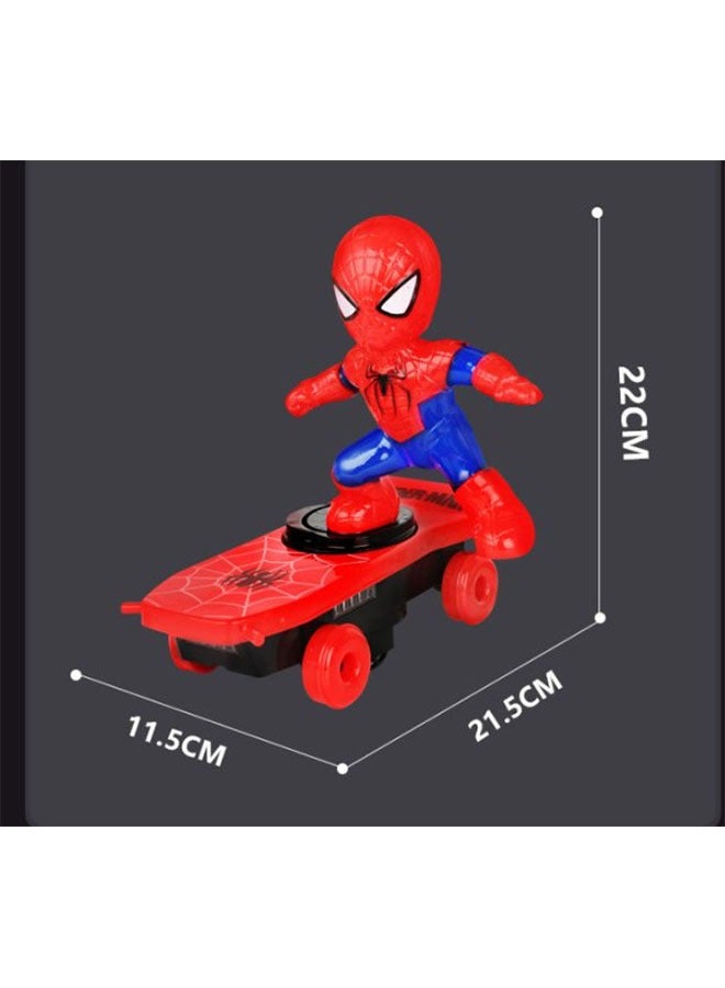 360 Degree Rotating Musical Tumbler Spiderman Toy Children's Spiderman Stunt Scooter with Colorful Lights (6 Charging Set) - Image 2