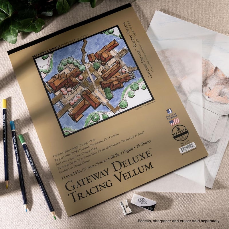 Bee Paper Company Gateway Deluxe Tracing Vellum Pad - 11" x 14", 25 Sheets - Image 2