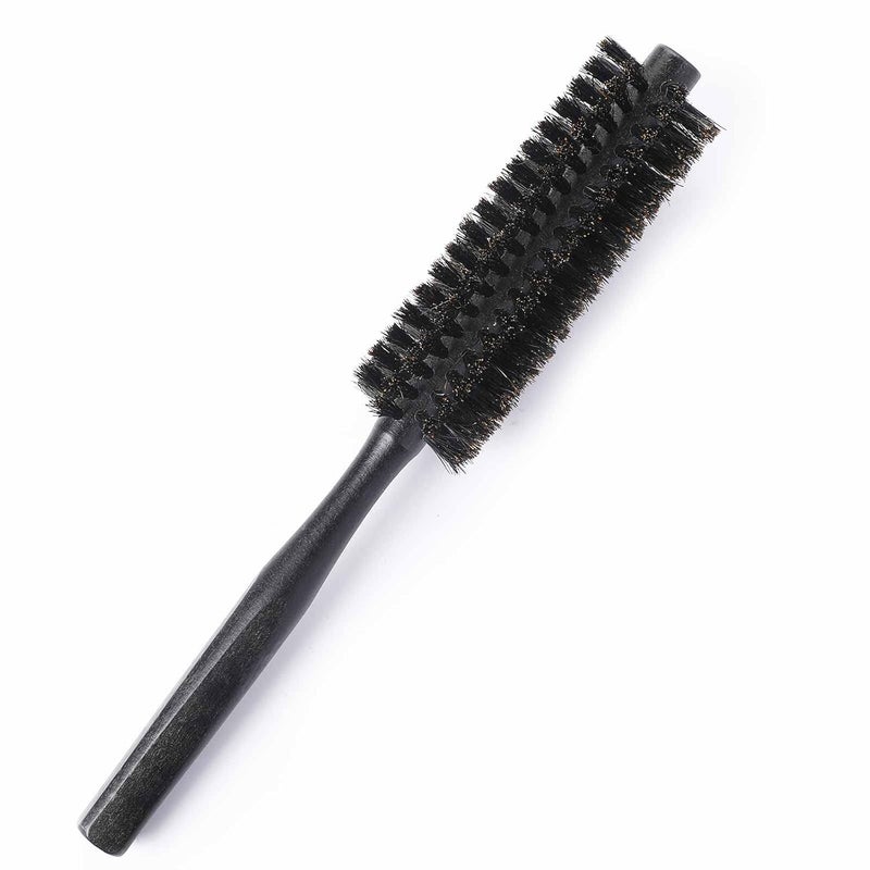 Round Mini Portable Curling  Beard Hair Brush with Natural Wooden Handle  Boar Bristle Blow Drying  Styling Brush for Women and Men