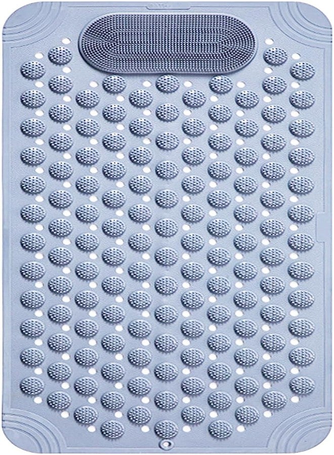 JUGTE Anti Slip Bath Mat with with Foot Scrubber Rubber Bathroom Mat for Floor, Non-Slip Shower Mat with Drain Holes, Quick Dry Soft Foot Massage Mat for Bathroom, Kitchen & Entrance (70x35 Cm,Grey) - Image 1