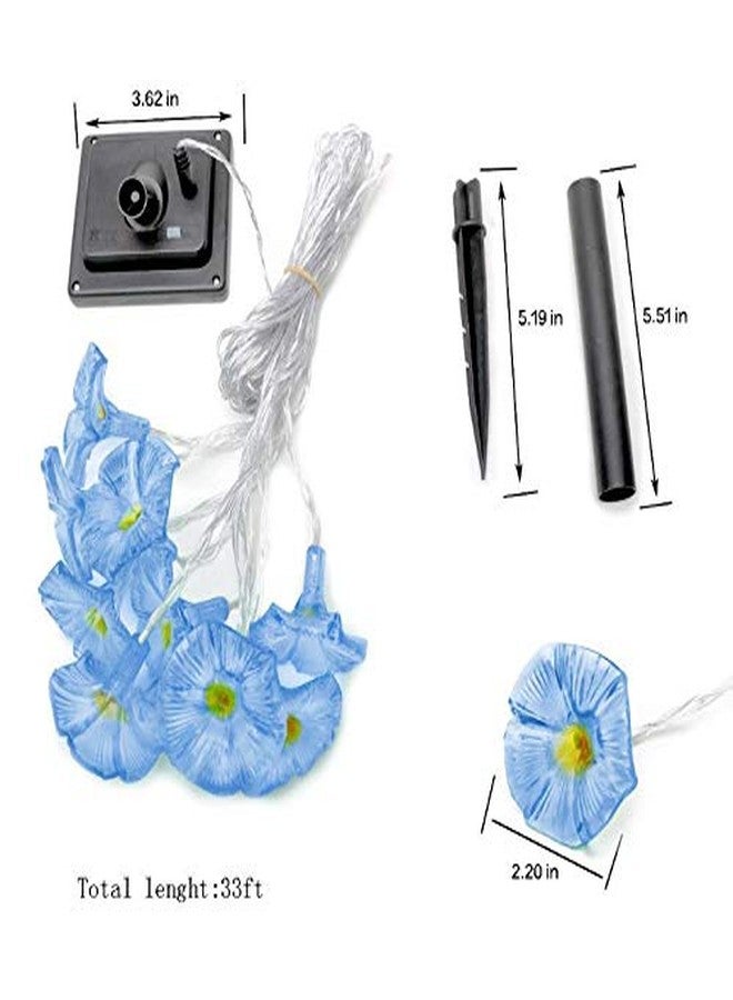 ibdone Solar LED Flower String Lights, 33FT 10 LED Waterproof Outdoor Decorative Stringed LED String Lights Morning Glory Flower for Party,Christmas,Garden,Patio,Outdoor, Decoration (Blue) - Image 5