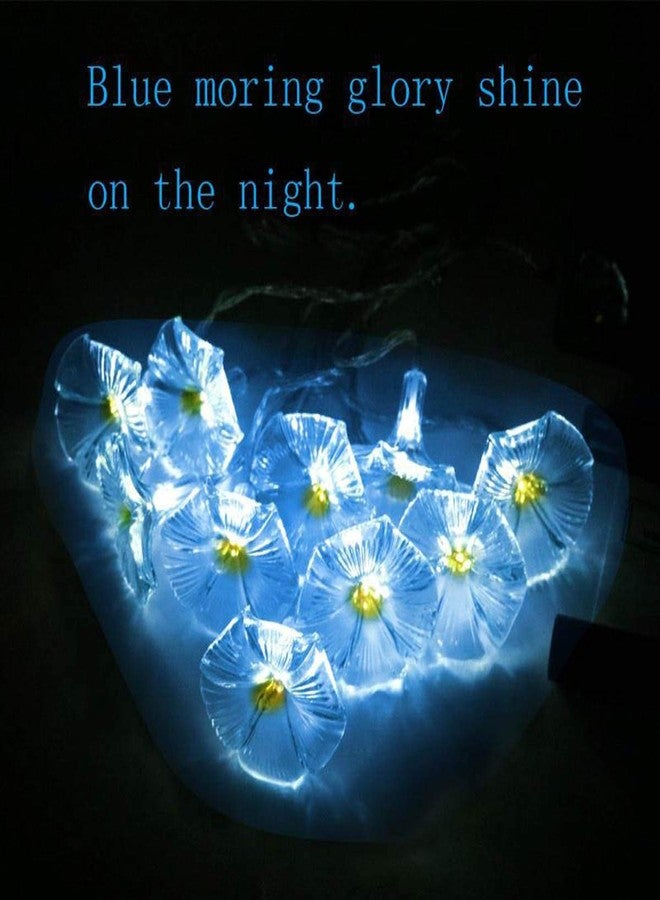 ibdone Solar LED Flower String Lights, 33FT 10 LED Waterproof Outdoor Decorative Stringed LED String Lights Morning Glory Flower for Party,Christmas,Garden,Patio,Outdoor, Decoration (Blue) - Image 2