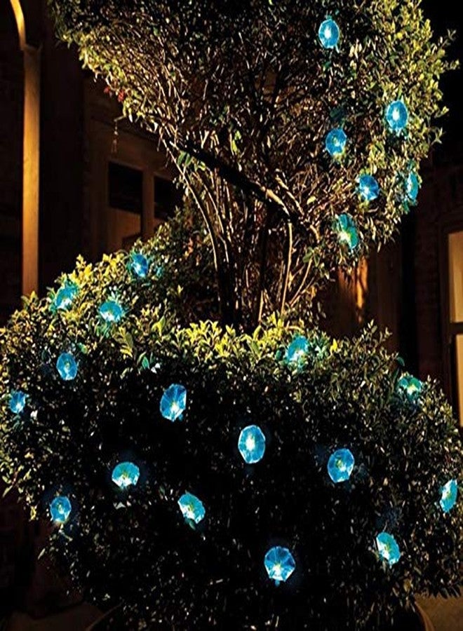 ibdone Solar LED Flower String Lights, 33FT 10 LED Waterproof Outdoor Decorative Stringed LED String Lights Morning Glory Flower for Party,Christmas,Garden,Patio,Outdoor, Decoration (Blue) - Image 3