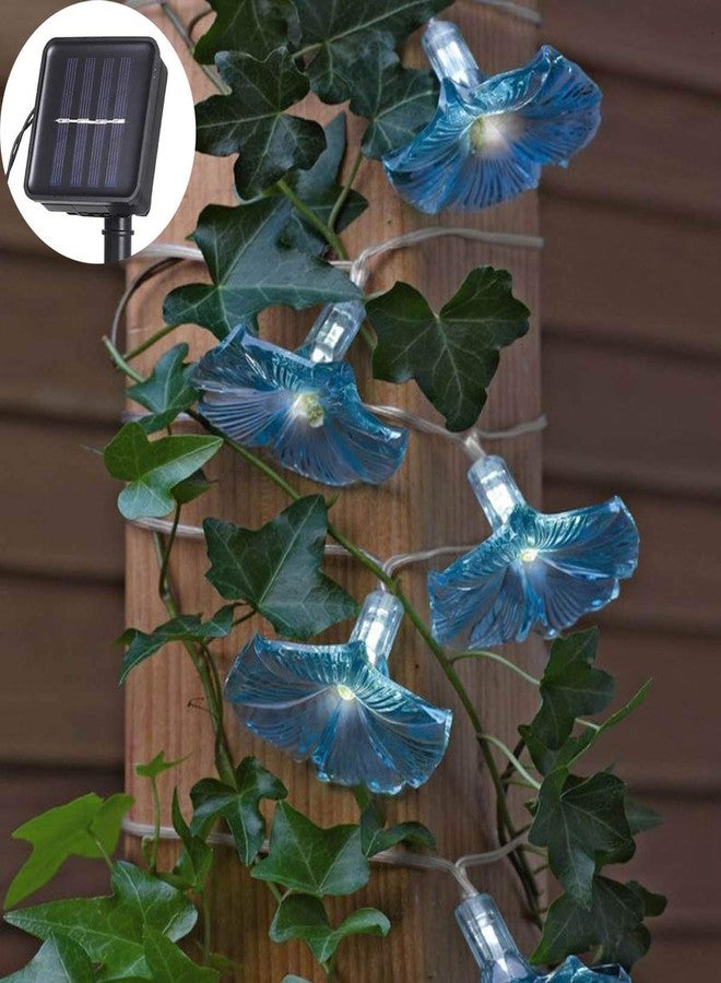 ibdone Solar LED Flower String Lights, 33FT 10 LED Waterproof Outdoor Decorative Stringed LED String Lights Morning Glory Flower for Party,Christmas,Garden,Patio,Outdoor, Decoration (Blue) - Image 1