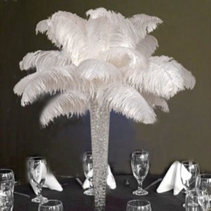 1214INCH3035CM OSTRICH FEATHERS PLUMES FOR WEDDING CENTERPIECES PACK OF 10WHITE