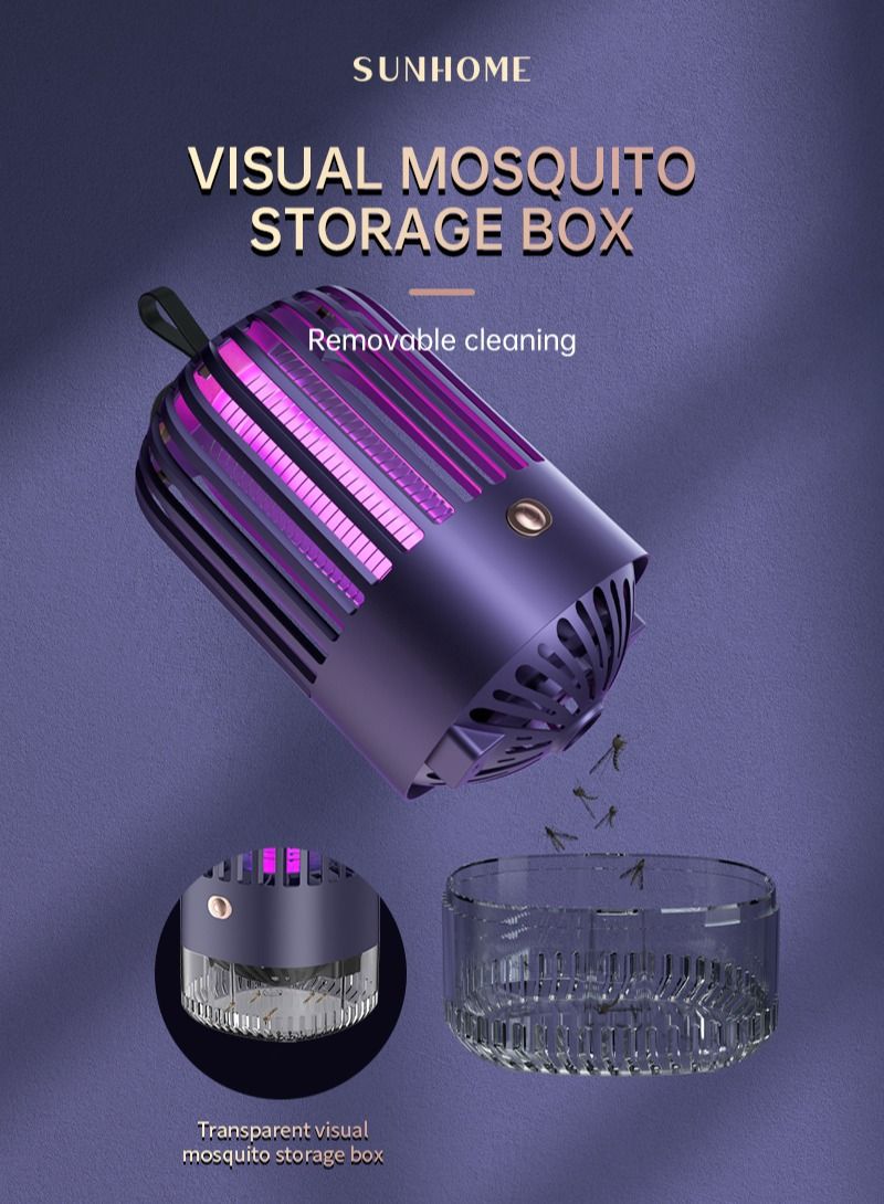 Sunhome Mini USB Charging UV Electric Mosquito Killer Lamp 360° Mosquito Pest Killing Trap Insect Killer 5W BG-005 Grey - Image 2