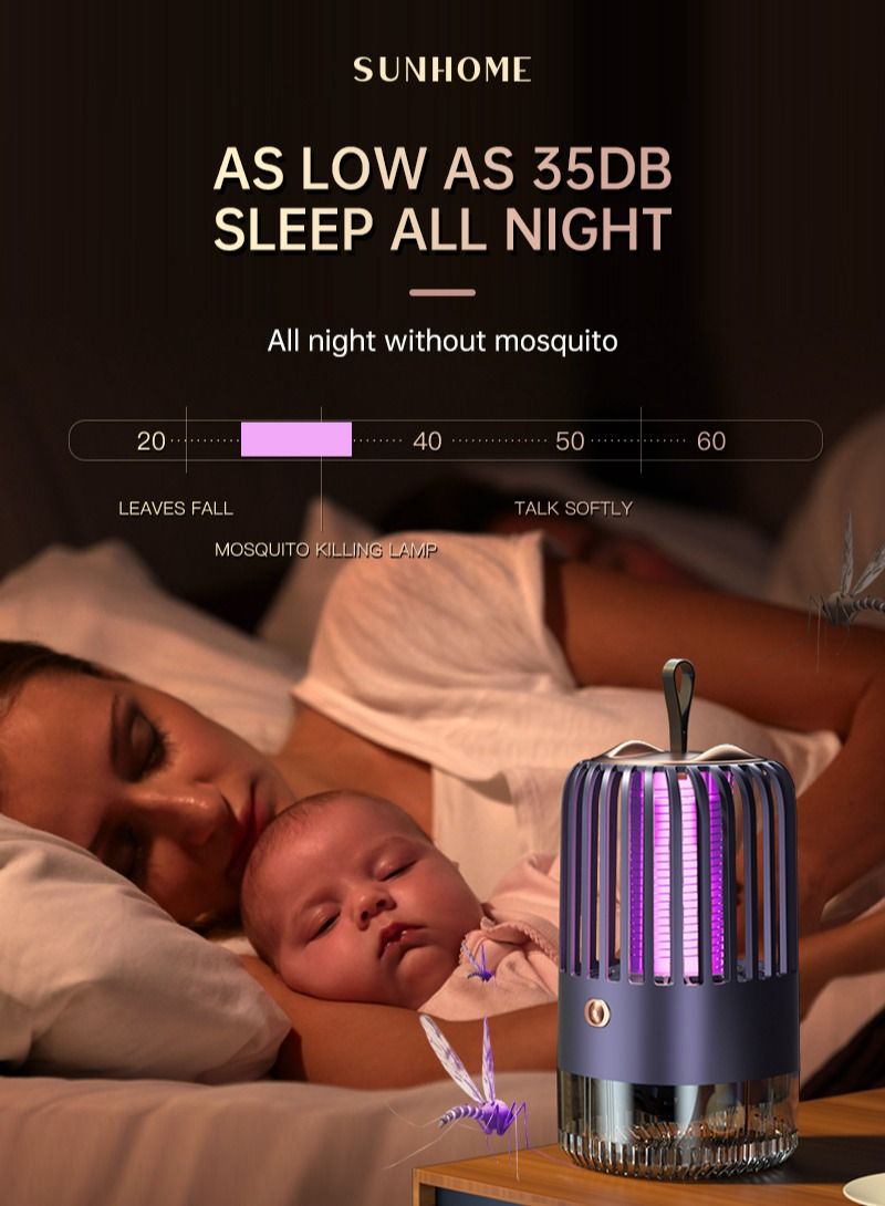 Sunhome Mini USB Charging UV Electric Mosquito Killer Lamp 360° Mosquito Pest Killing Trap Insect Killer 5W BG-005 Grey - Image 4