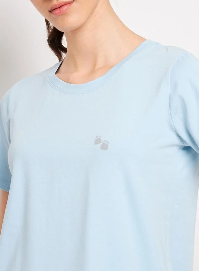 Take Two Take Two Women Light Blue Knitted Short Sleeve T-Shirt