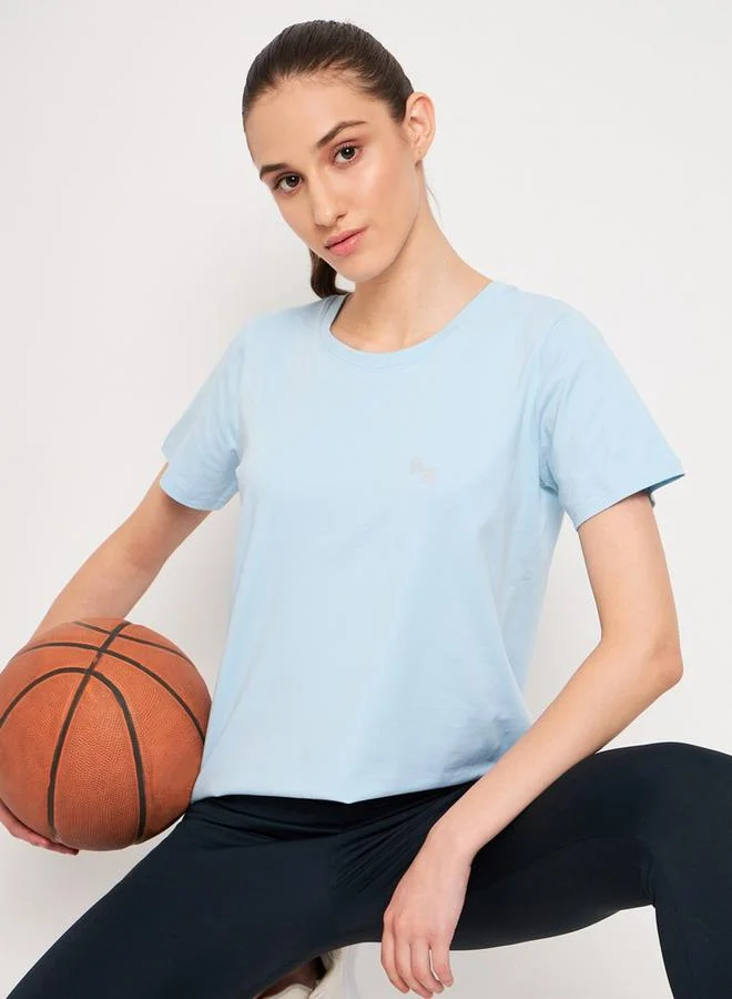 Take Two Take Two Women Light Blue Knitted Short Sleeve T-Shirt